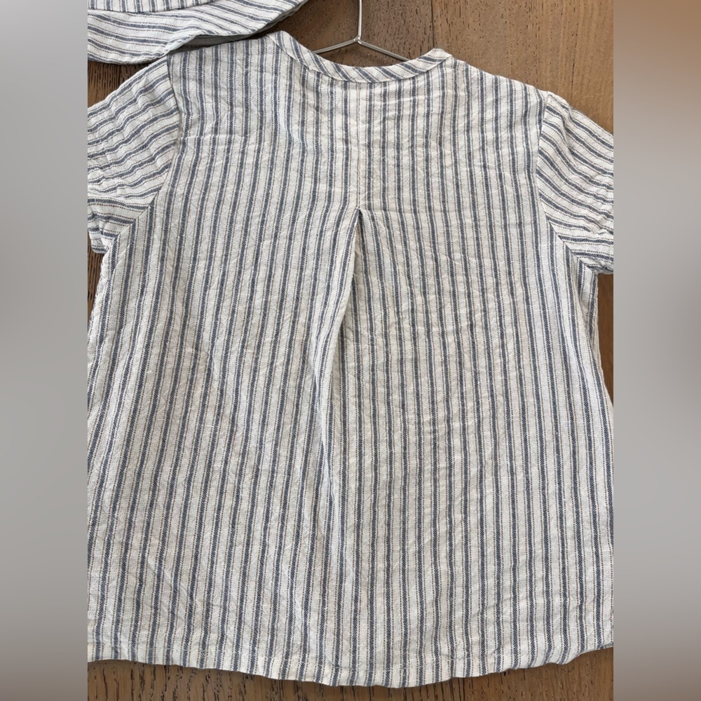 Mayoral 3 piece baby boy linen short set bucket hat striped neutral 12 months - Picture 12 of 12